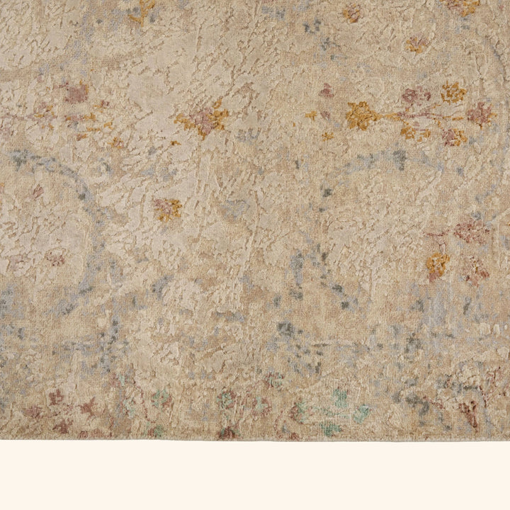 Multicolored Contemporary Silk Wool Blend Rug 8x10