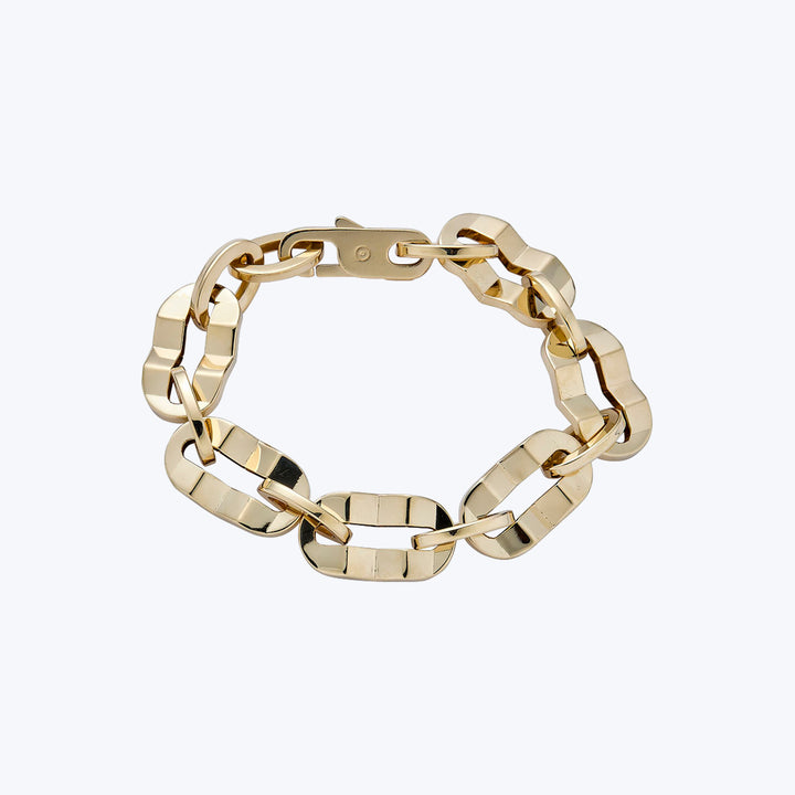 14K YG Crimped Flat Link Bracelet