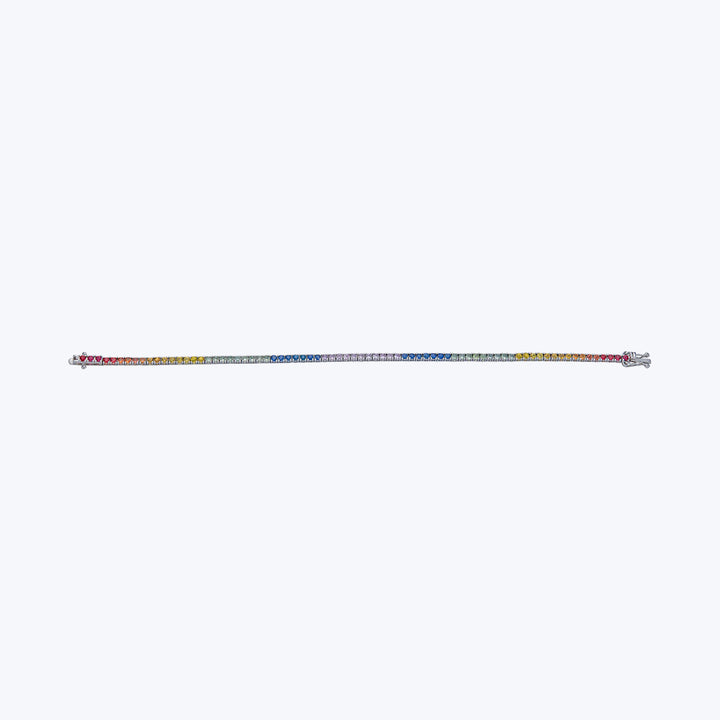 14K WG Multi-Color Sapphire Tennis Bracelet