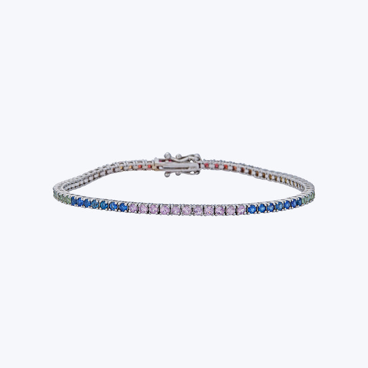 14K WG Multi-Color Sapphire Tennis Bracelet