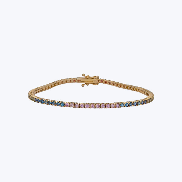14K YG Multi-Color Sapphire Tennis Bracelet