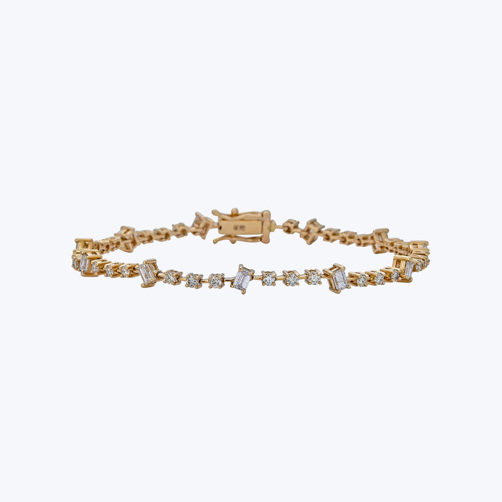 14K YG Mixed-Cut 2.49 ct. Diamond Tennis Bracelet