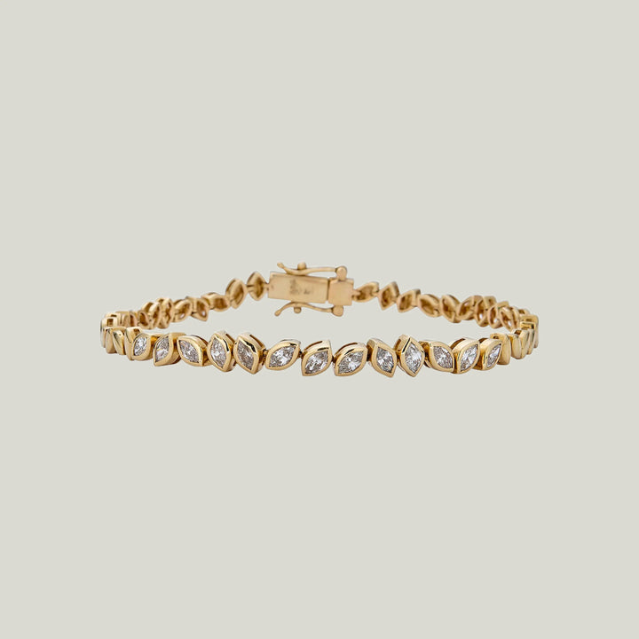 14K YG 1.50 ct. Marquise Diamond Plaque Bracelet