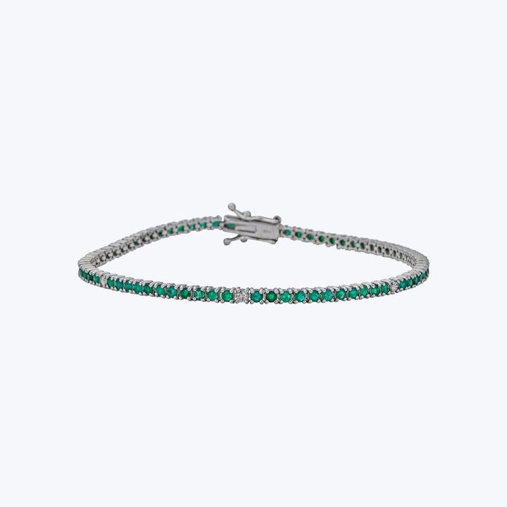 14K WG Emerald and Diamond Tennis Bracelet
