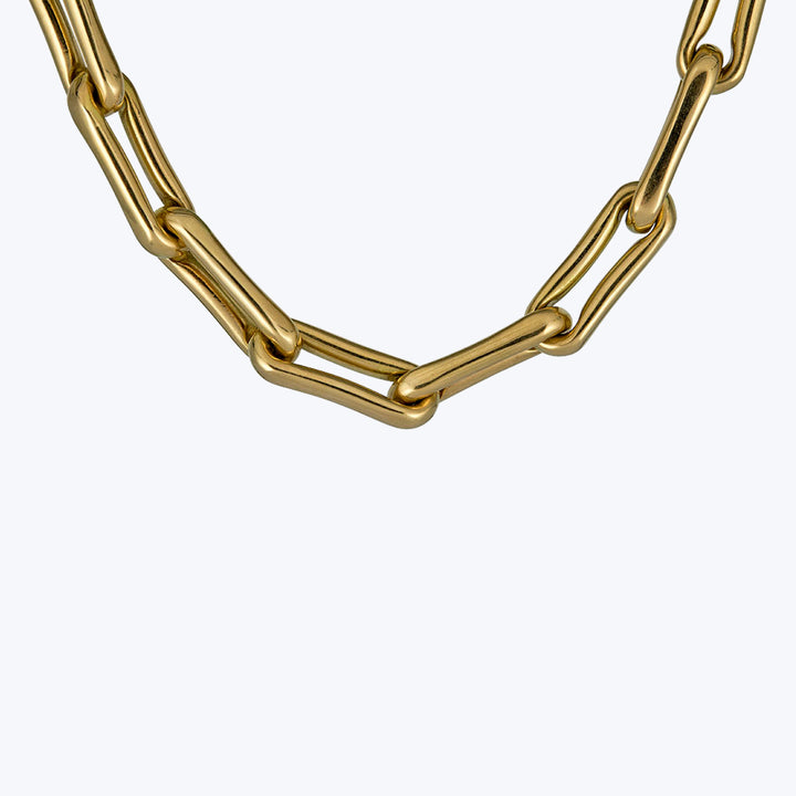 14K YG Mixed Pinched and Stretched Link Necklace