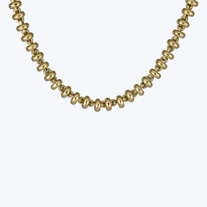 14K YG Barrel Link Necklace 16"