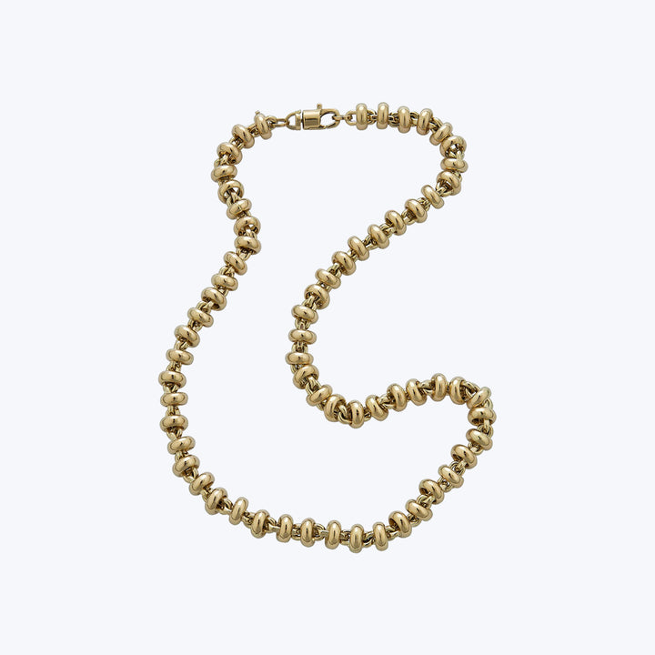 14K YG Barrel Link Necklace 16"