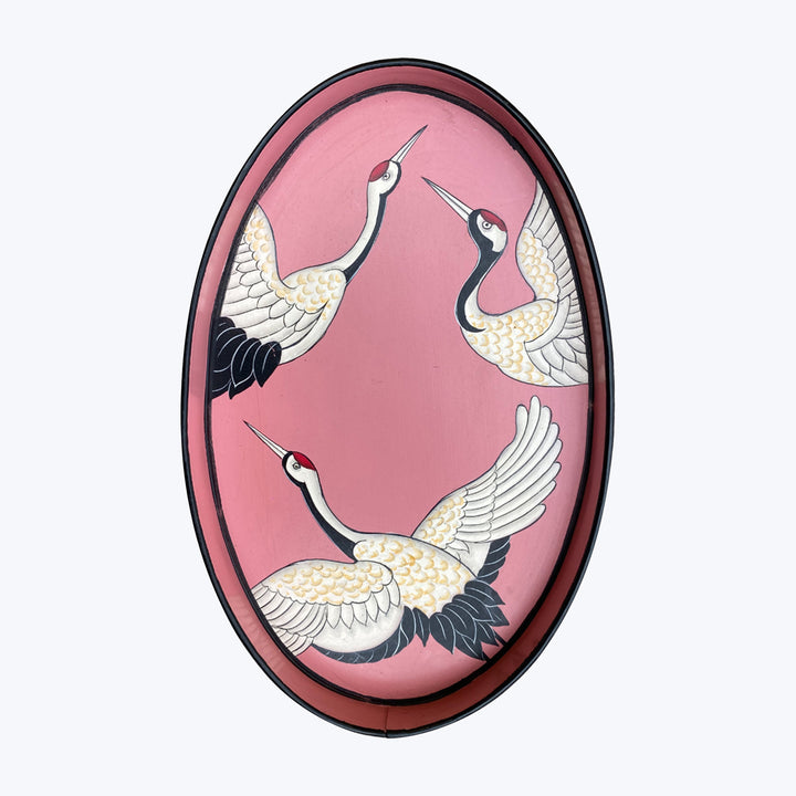 Stork Flora Hand Painted Iron Tray