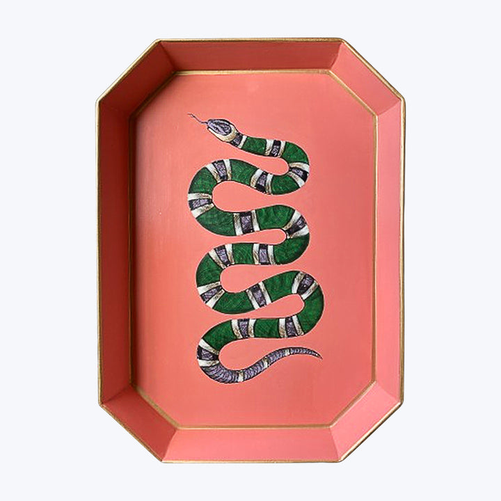 Pink Snake Handpainted Iron Tray