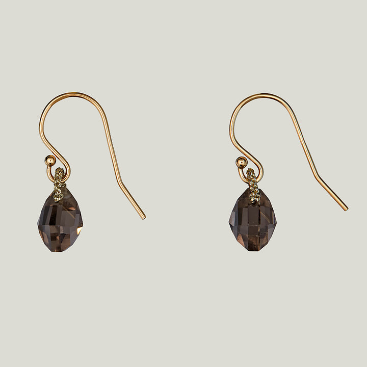 Woven Smokey Topaz Hexagon Drops Earrings