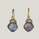 Woven Gold Cord with Silverite Drop Earrings