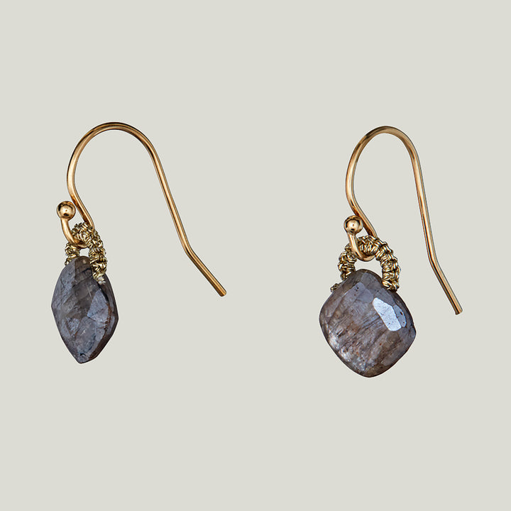 Woven Gold Cord with Silverite Drop Earrings