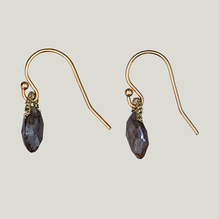 Woven Gold Cord with Silverite Drop Earrings