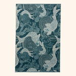 Blue Contemporary Wool Silk Blend Rug - 6' x 9'