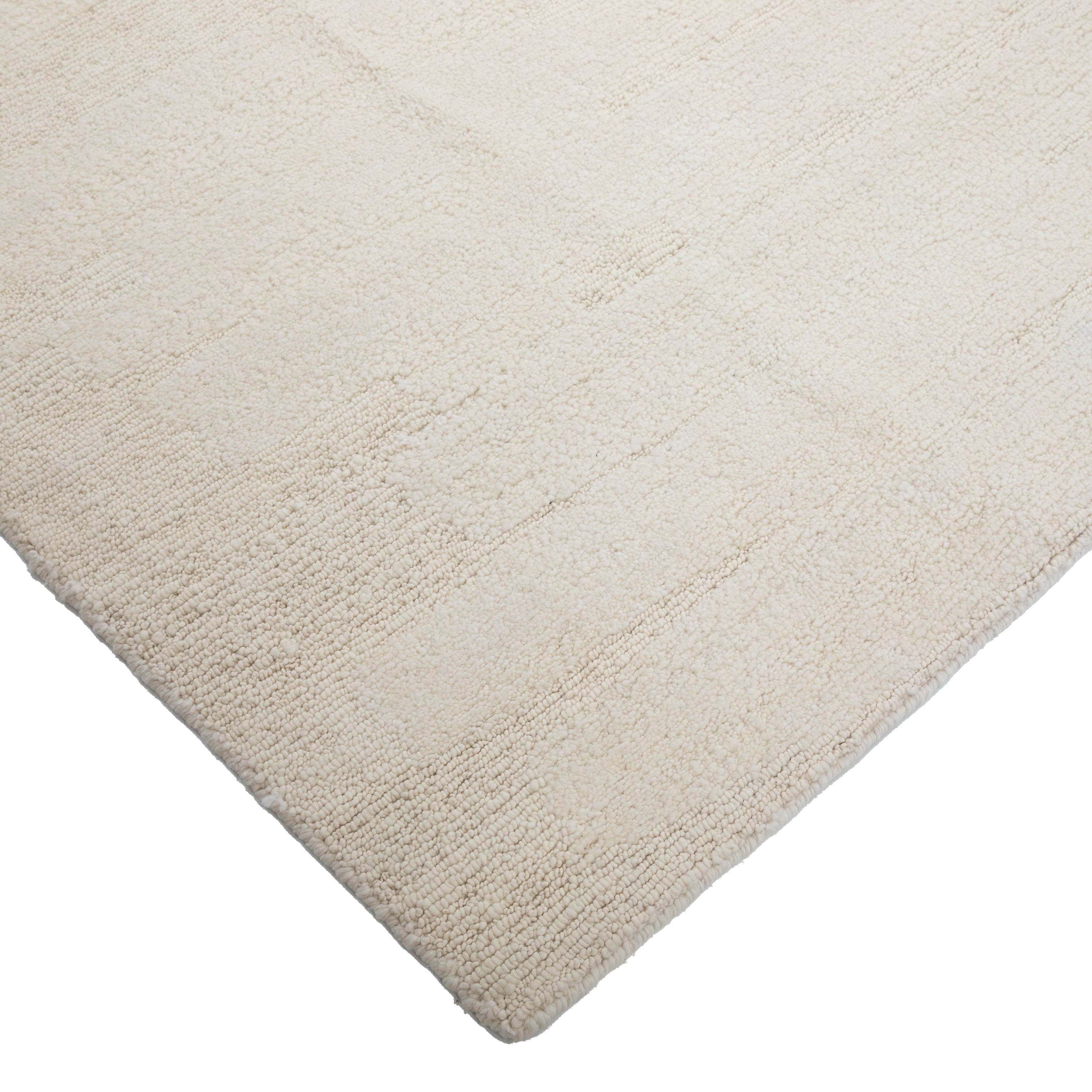 White Textured Wool Rug - Thumbnail 5