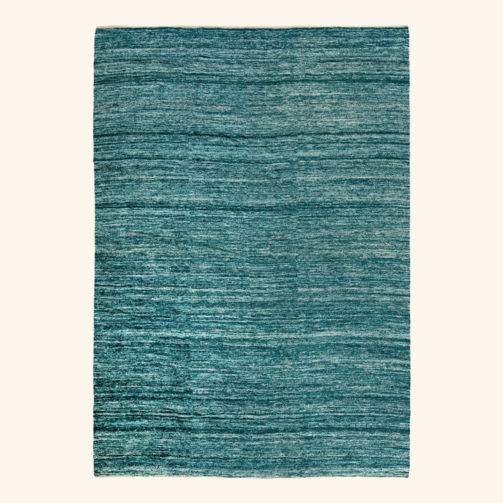 Blue Kilim Silk Wool Tweed Rug - 10' x 14'