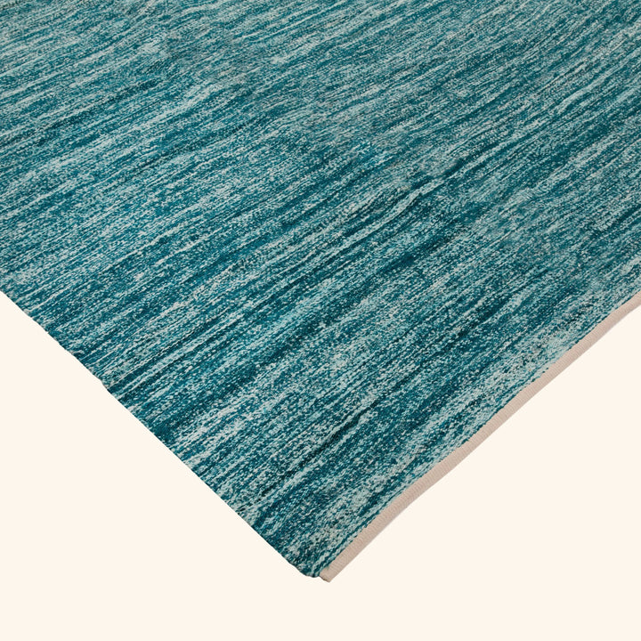 Blue Kilim Silk Wool Tweed Rug - 10' x 14'