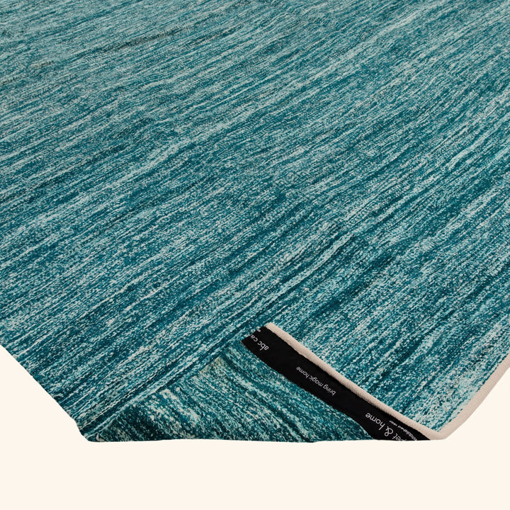 Blue Kilim Silk Wool Tweed Rug - 10' x 14'