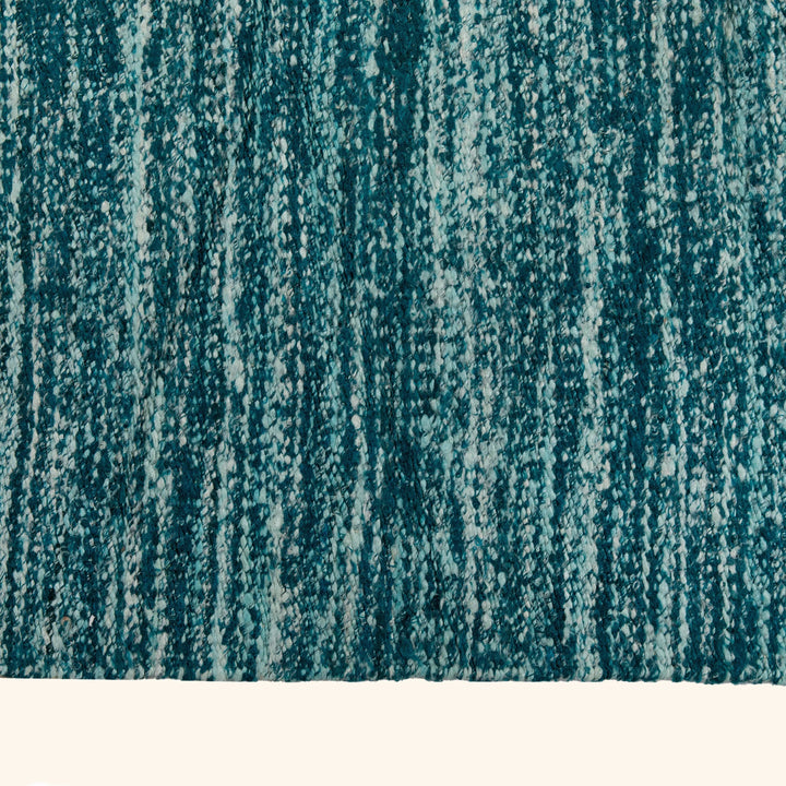Blue Kilim Silk Wool Tweed Rug - 10' x 14'