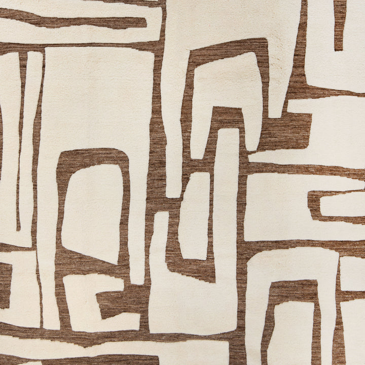 Moroccan Wool Rug - 8' x 10' Ivory & Brown
