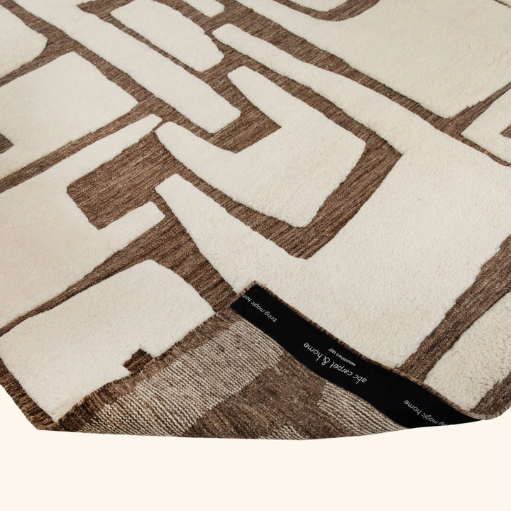 Moroccan Wool Rug - 8' x 10' Ivory & Brown