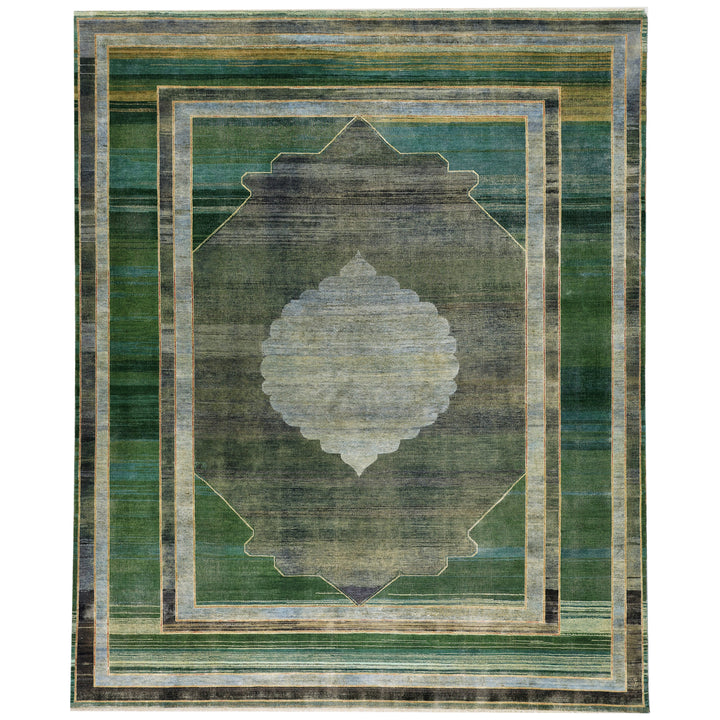 Green Alchemy Transitional Silk Wool Blend Rug - 9' x 11'1"