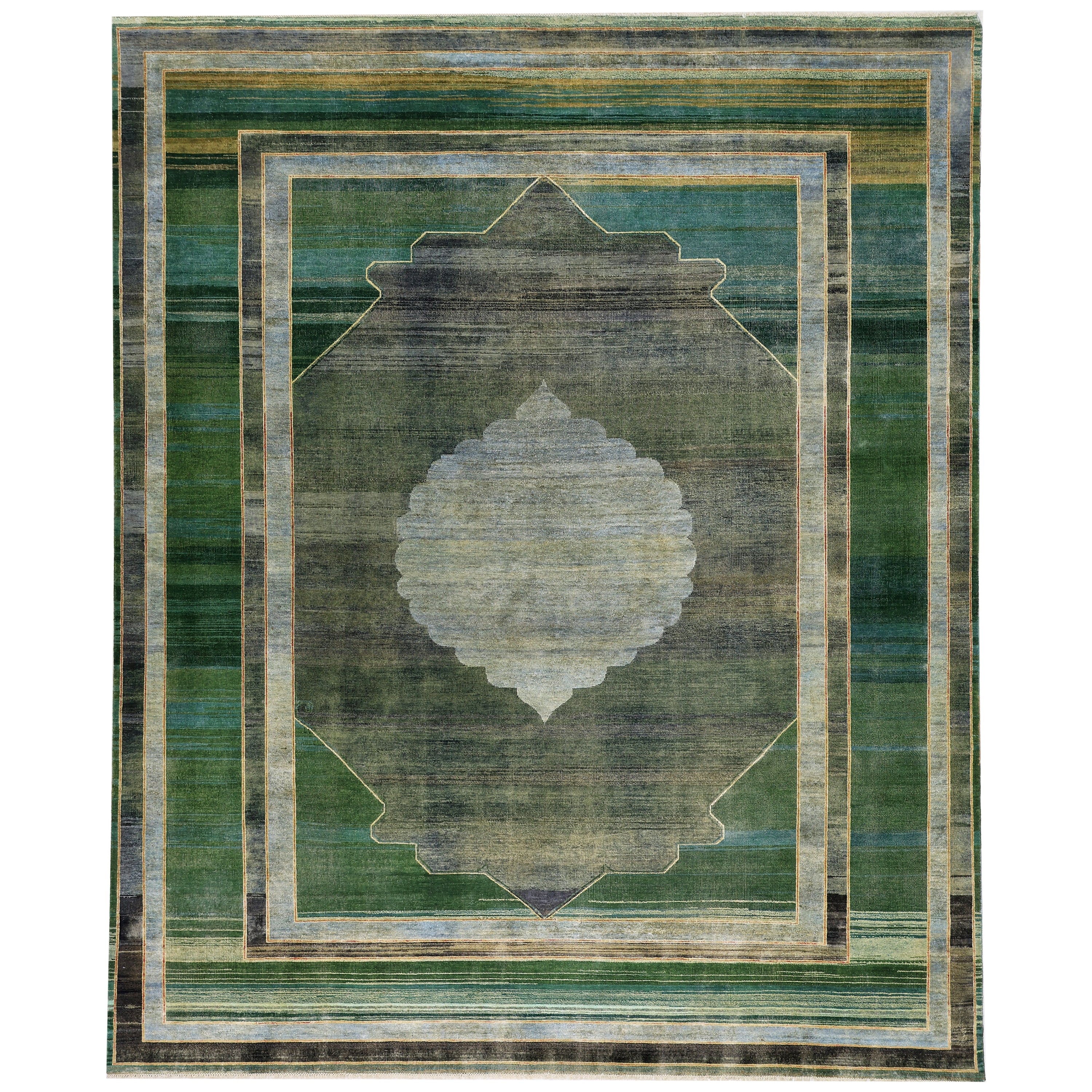 Green Alchemy Transitional Silk Wool Blend Rug - 9' x 11'1"