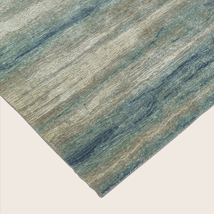 Contemporary Wool Silk Blend Rug - 6' x 9'