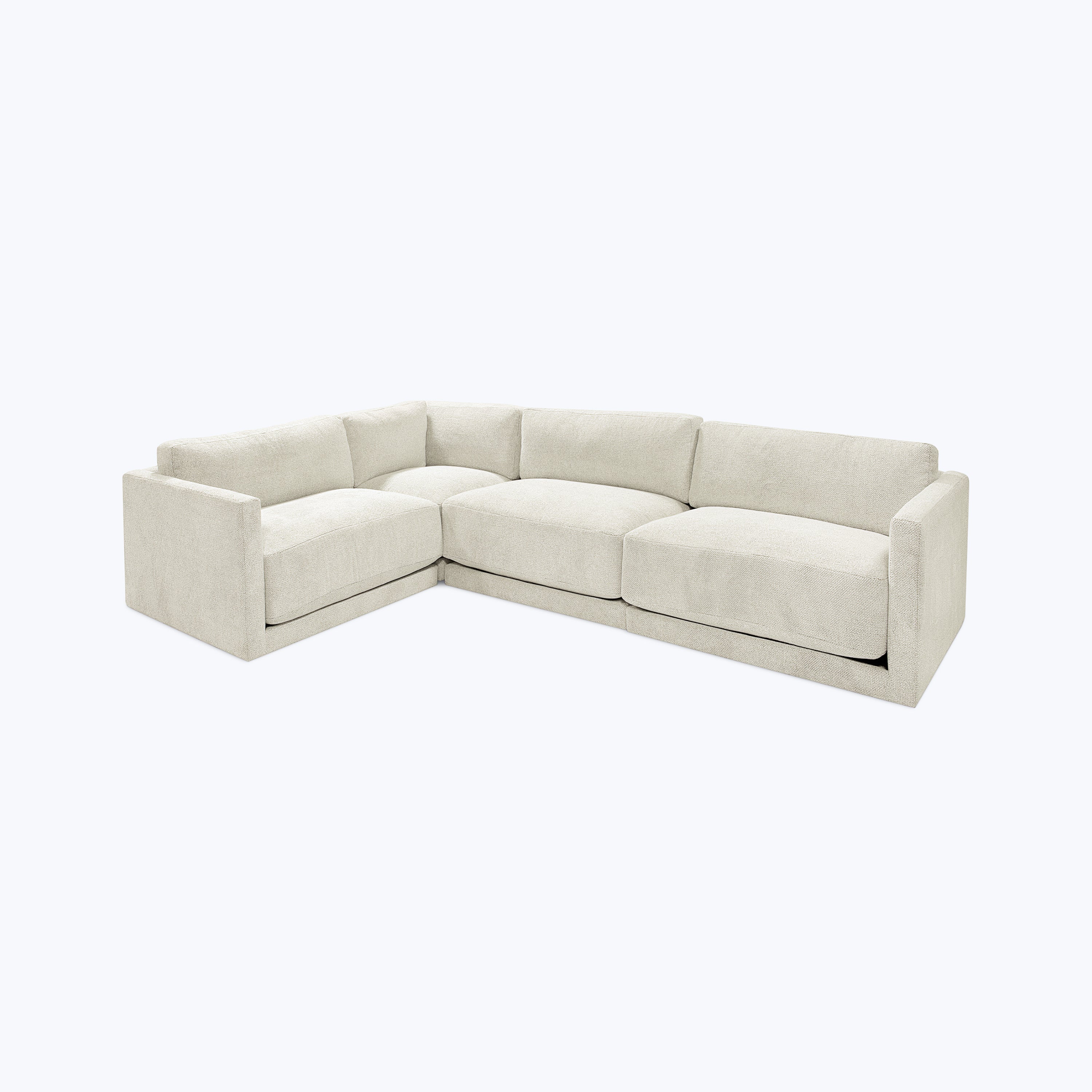 Bond Street 4-Piece Sectional Snoopy, Plush Woven / Cream