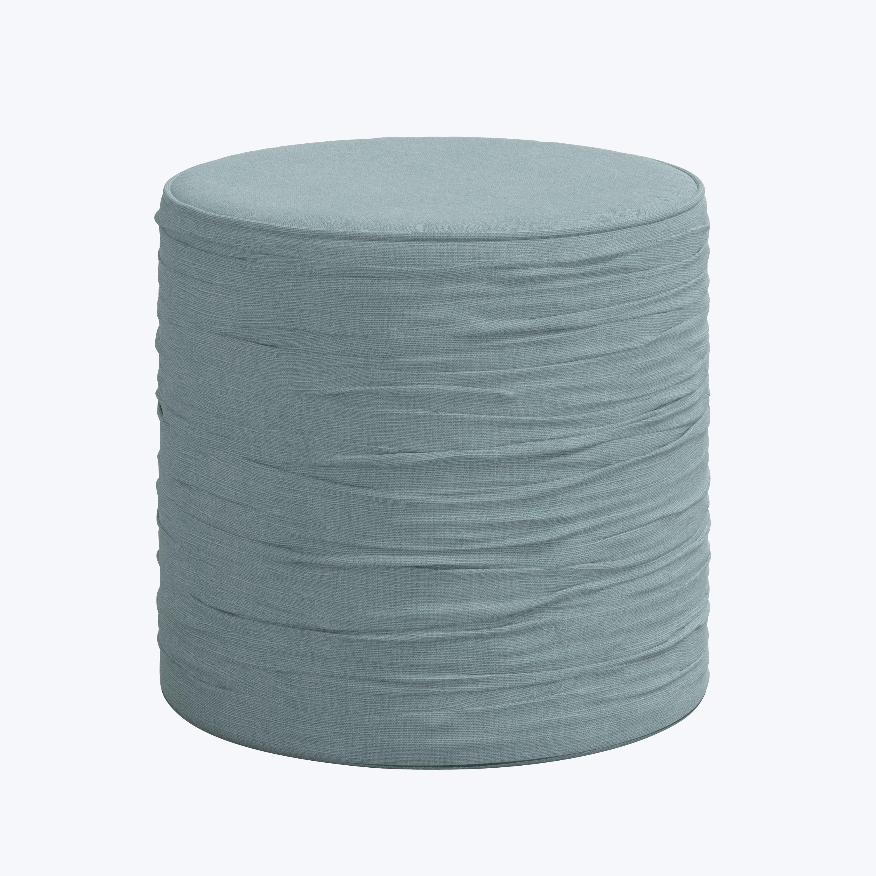 Cindy Ruched Ottoman Linen Seaglass