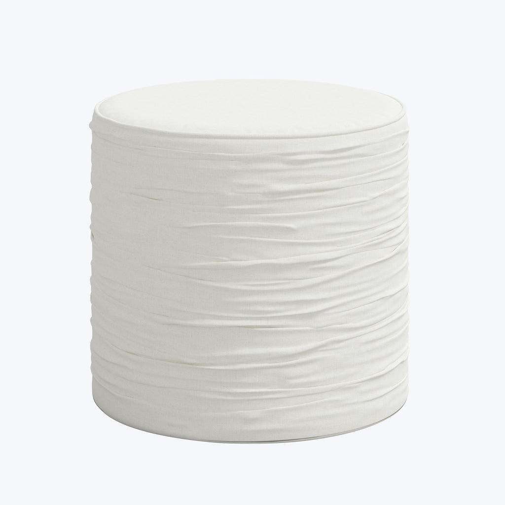 Cindy Ruched Ottoman Zuma Linen White