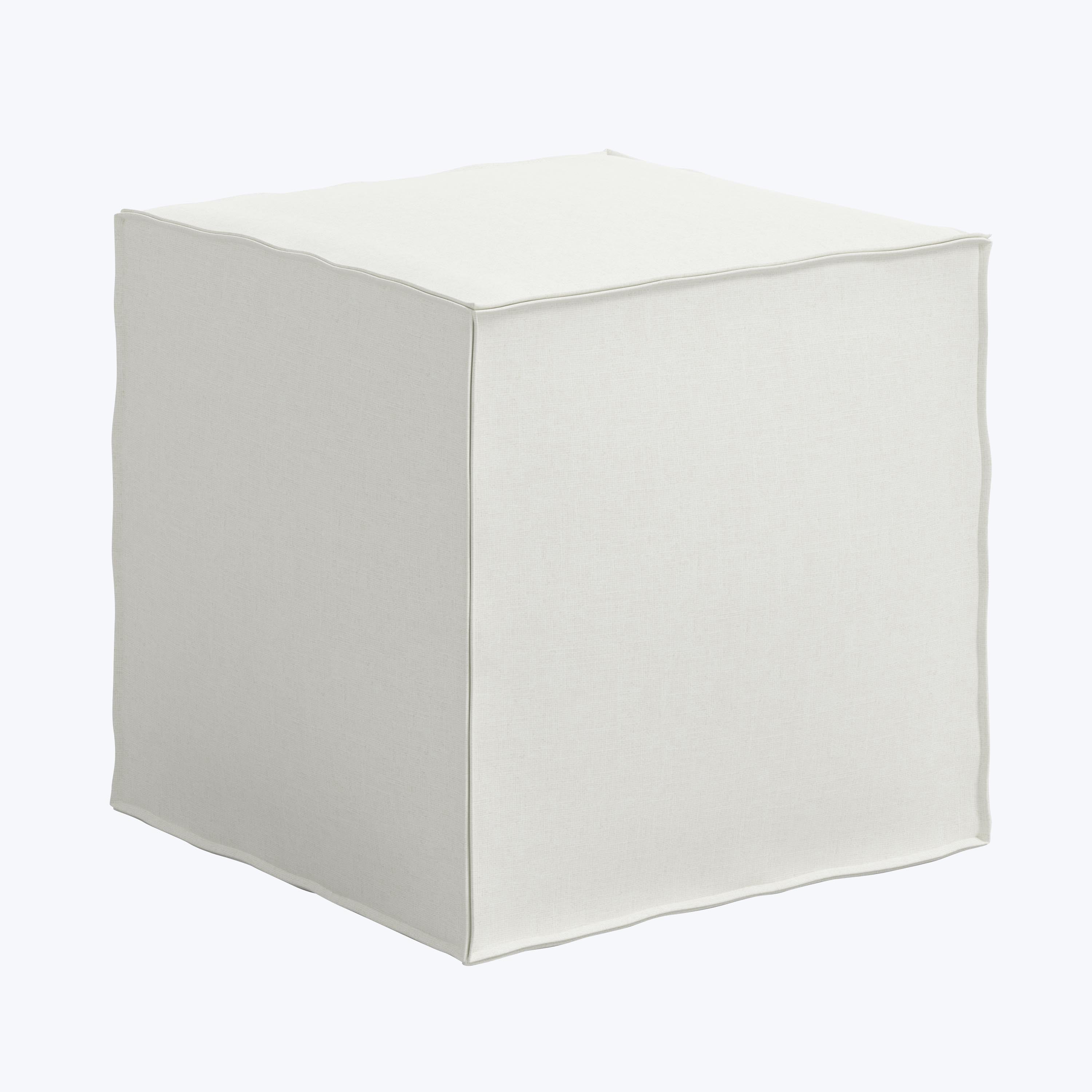 Langston Ottoman Zuma Linen White