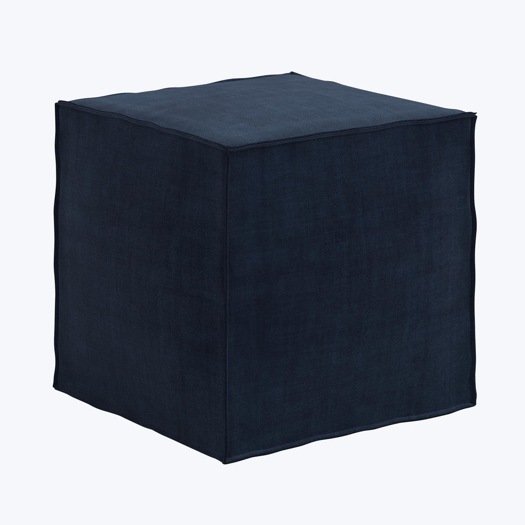 Langston Ottoman Antique Velvet Midnight