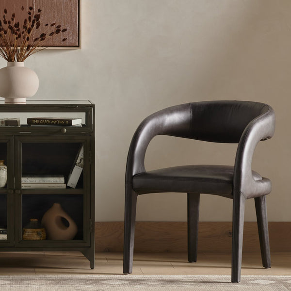 Hawkins Leather Dining Chair Sonoma Black