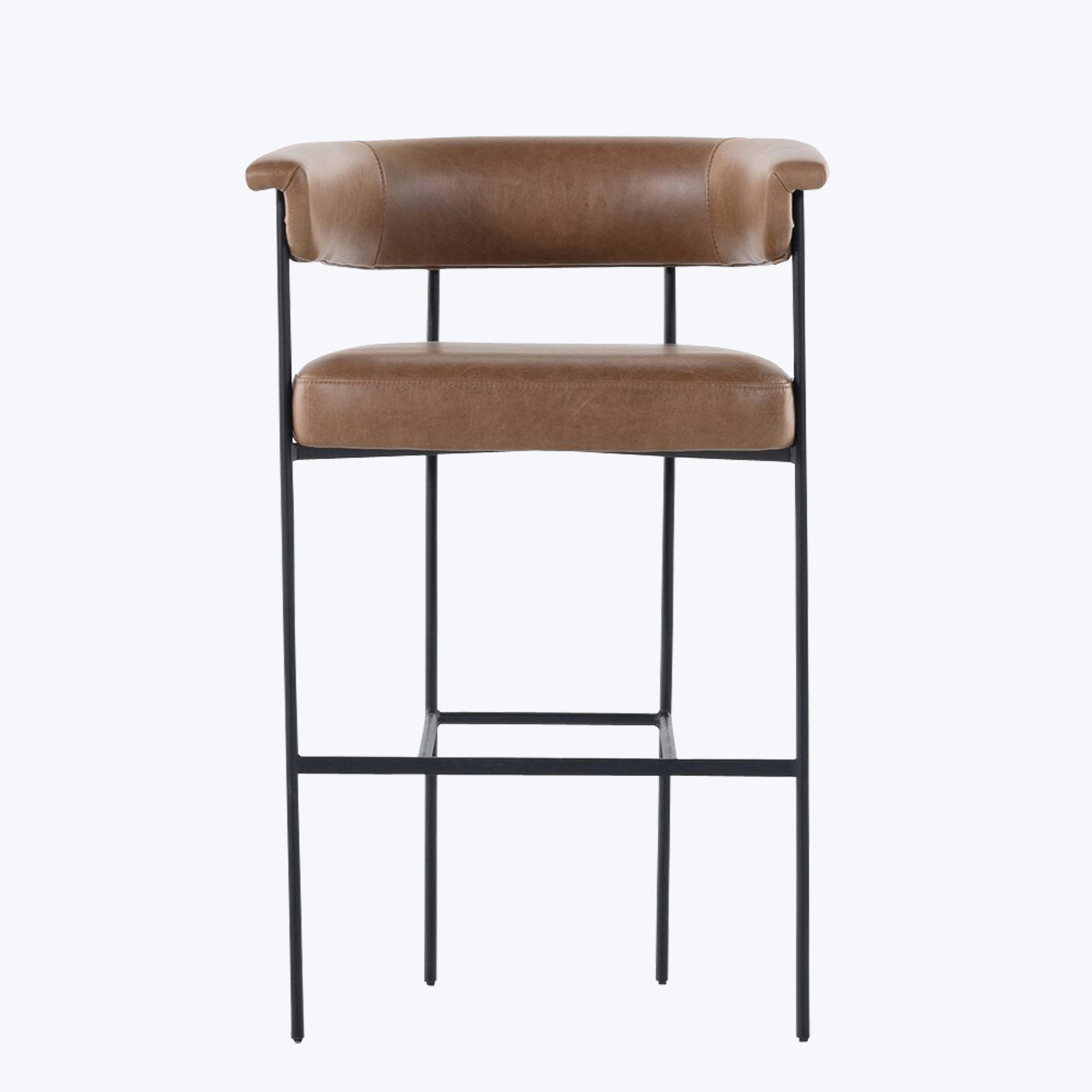 Carrie Leather Bar Stool - Thumbnail 2