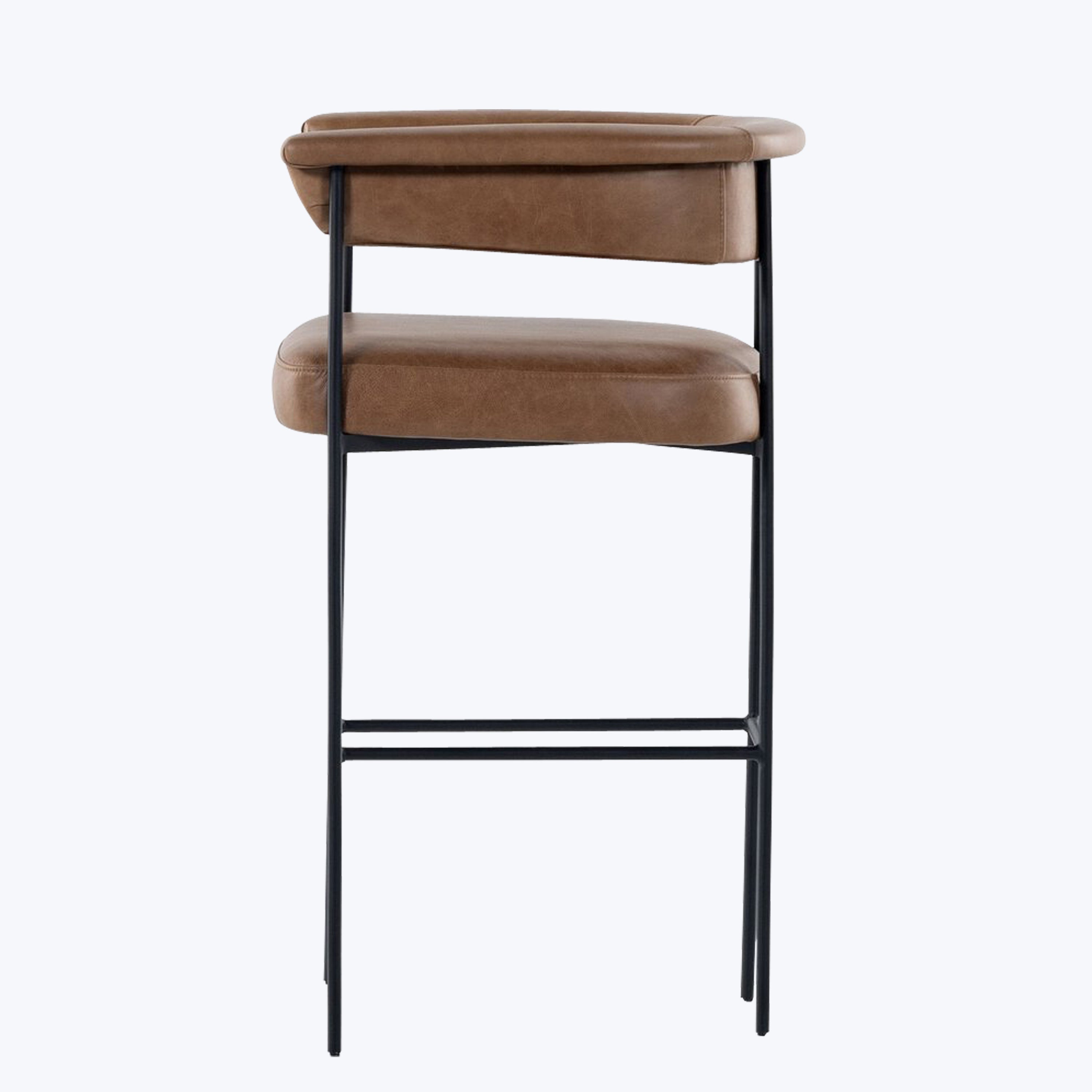 Carrie Leather Bar Stool - Thumbnail 4