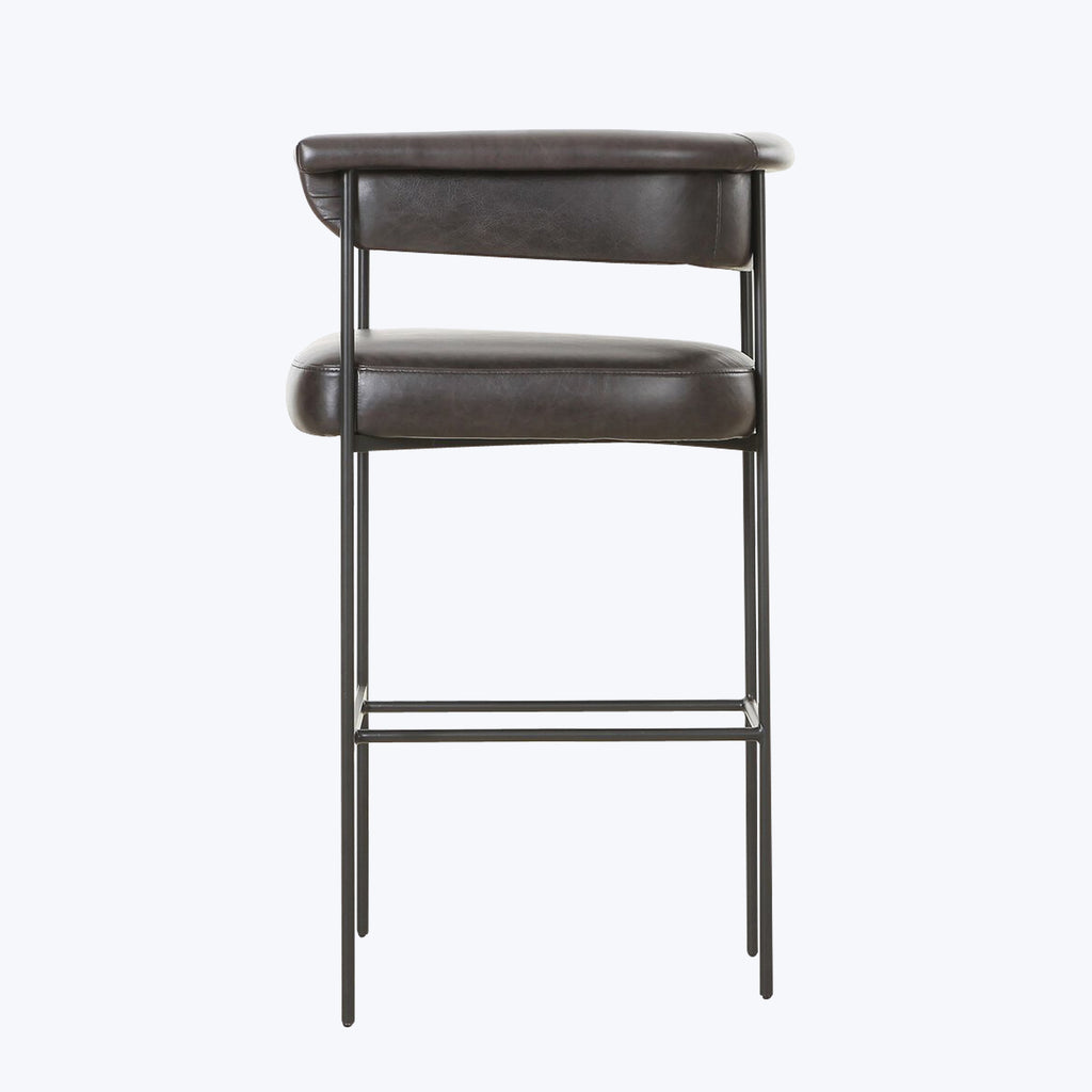 Carrie Leather Bar Stool Sonoma Black