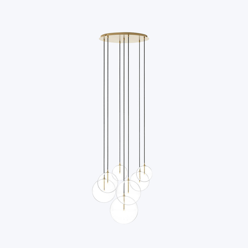 Cluster 7 Mix Chandelier Burnished Brass