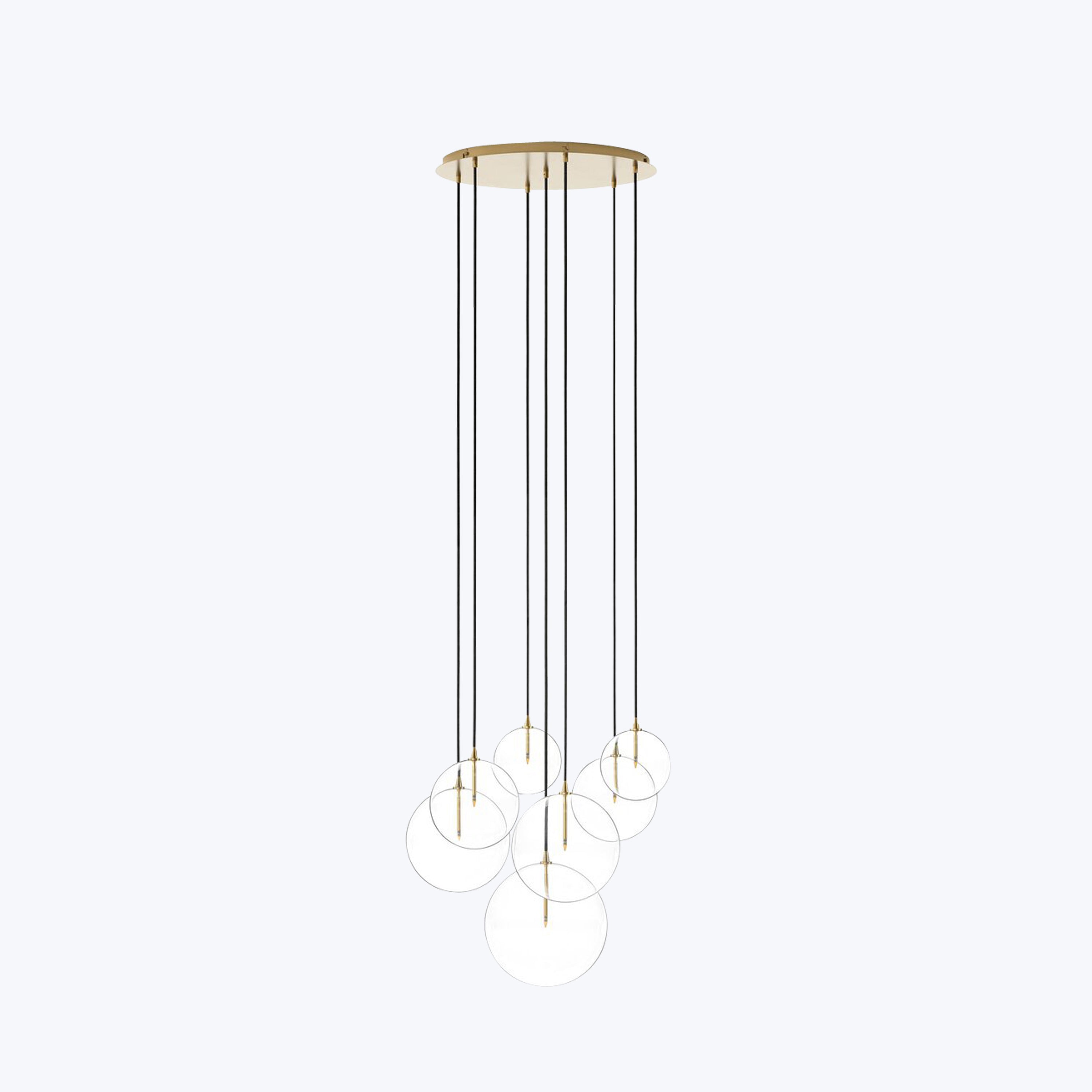 Cluster 7 Mix Chandelier Burnished Brass