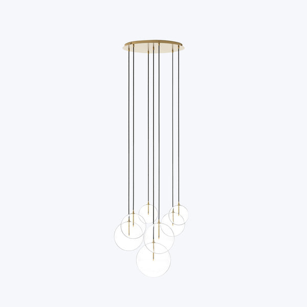 Cluster 7 Mix Chandelier Burnished Brass