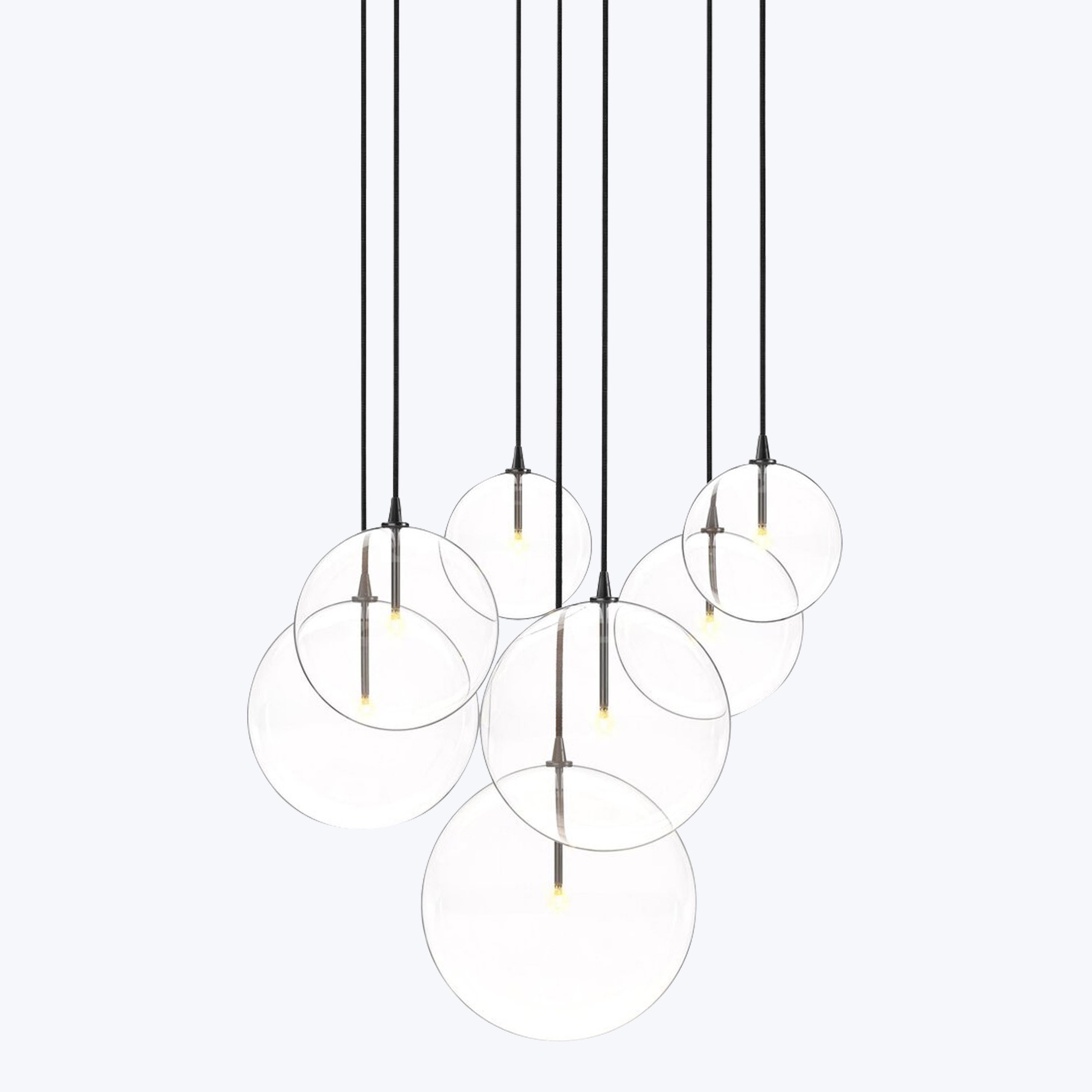 Cluster 7 Mix Chandelier Gunmetal