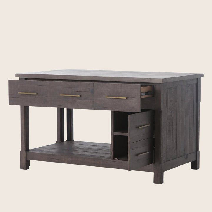 Ian Kitchen Island Rubbed Black Oak