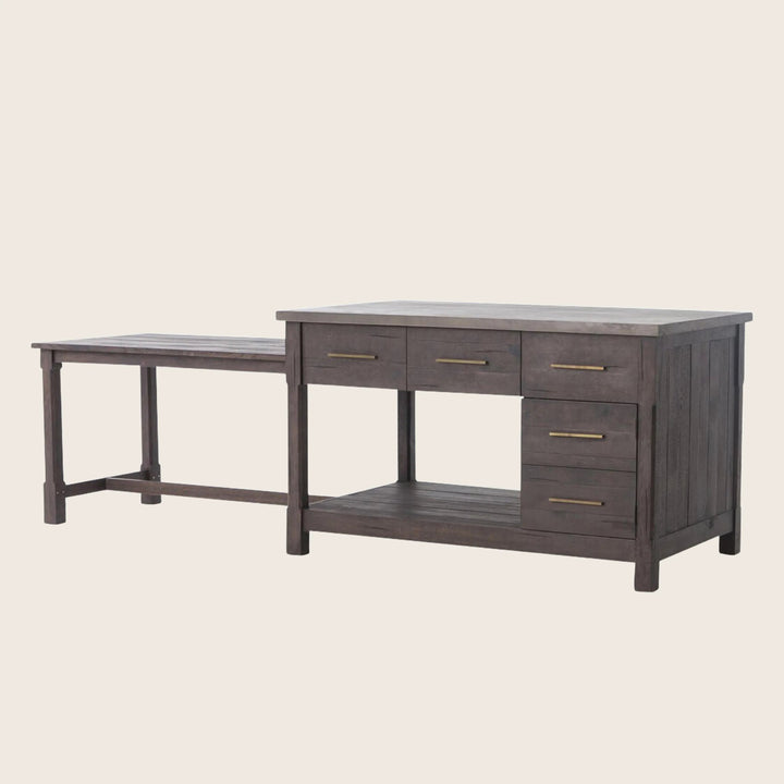 Ian Kitchen Island Rubbed Black Oak