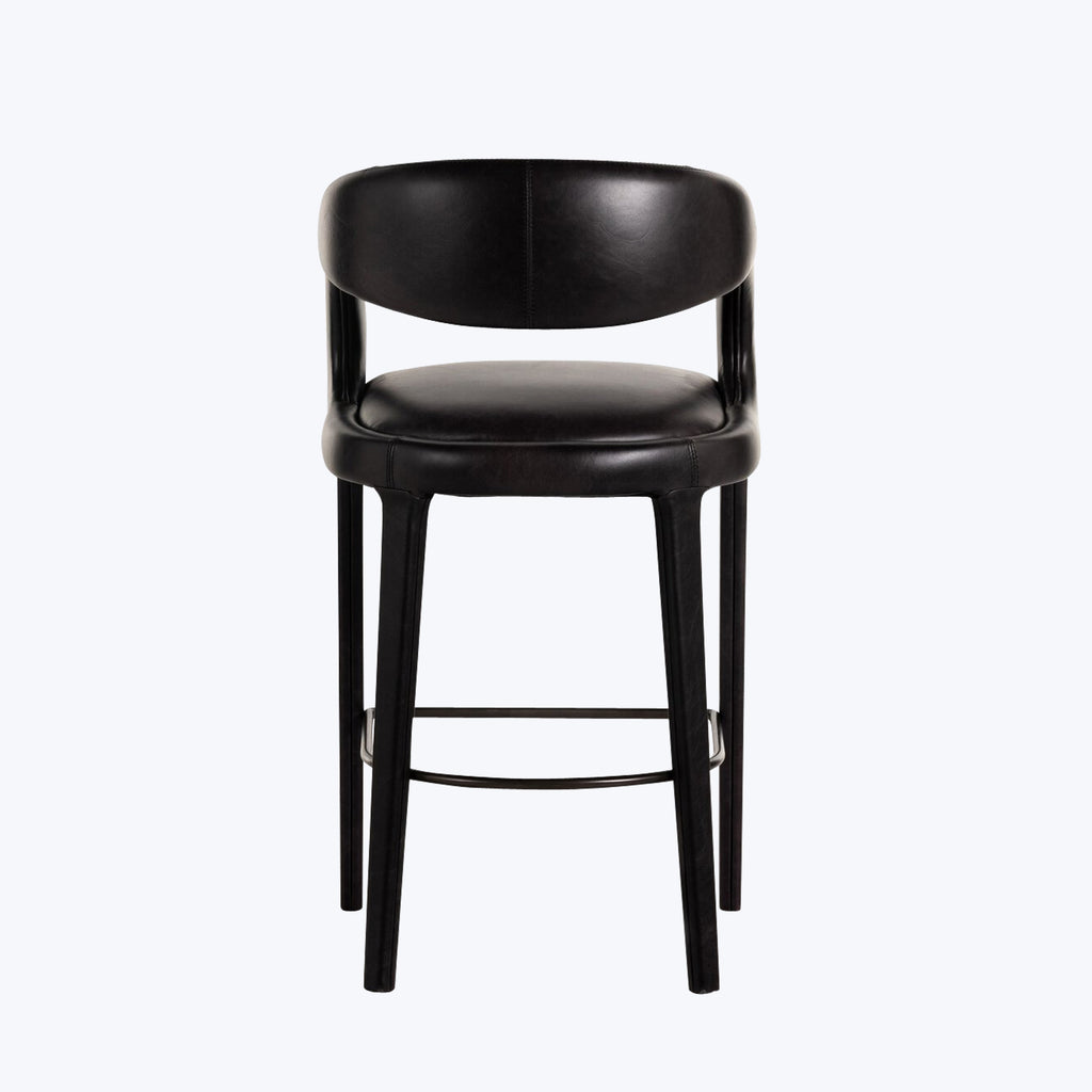 Hawkins Leather Bar Stool Sonoma Black