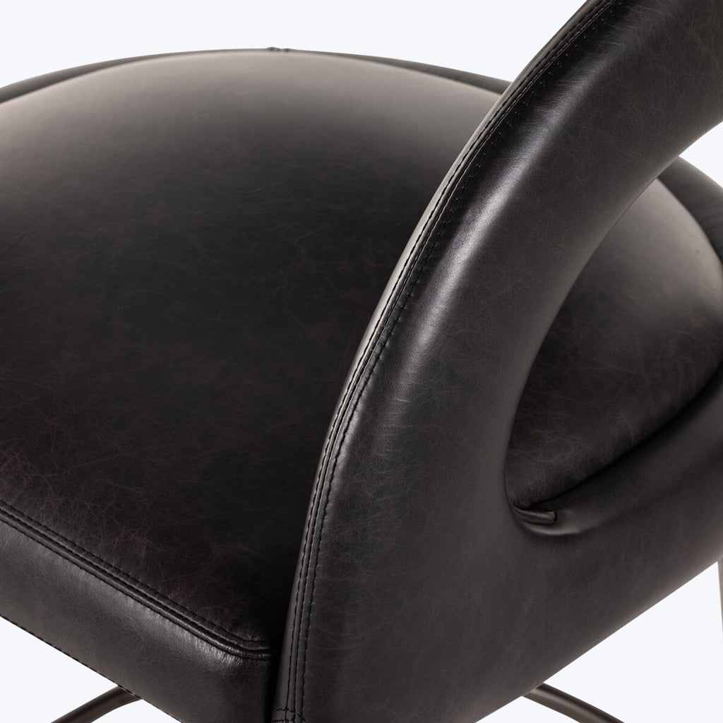 Hawkins Leather Bar Stool Sonoma Black