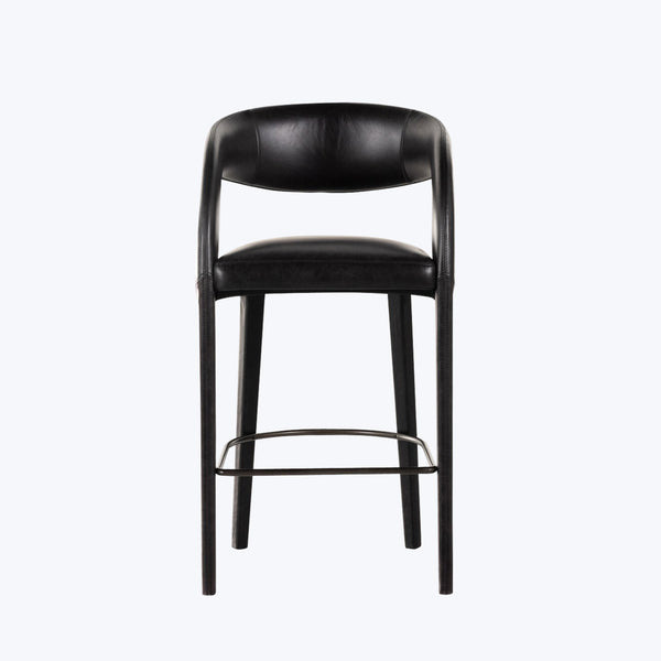 Hawkins Leather Bar Stool Sonoma Black