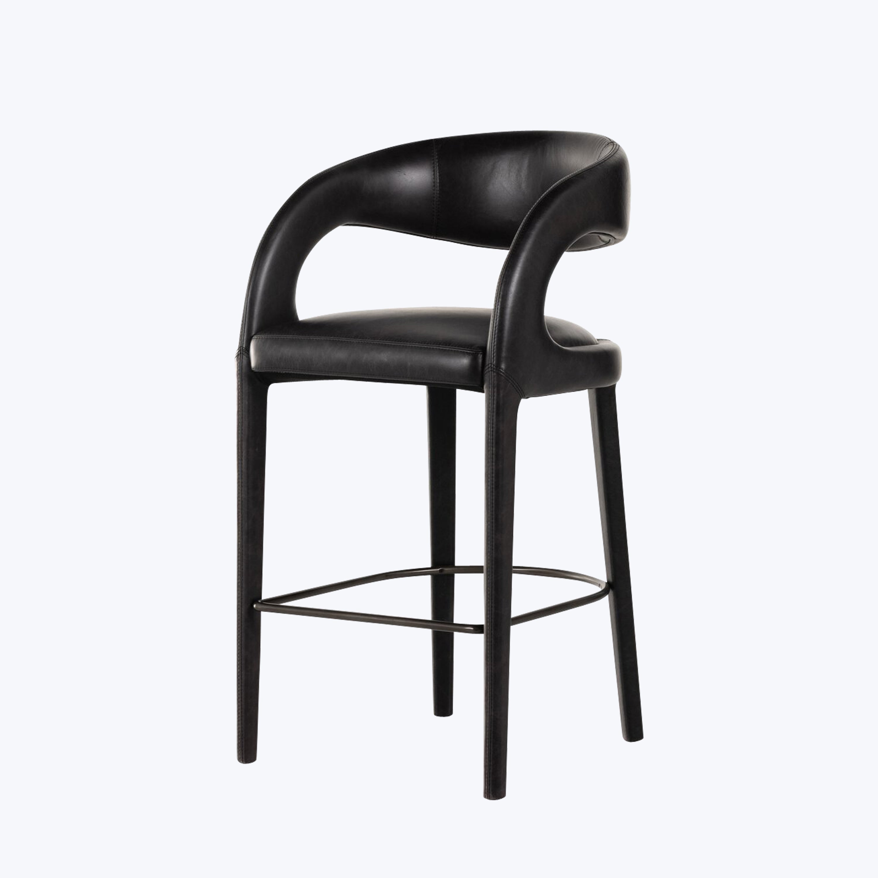 Hawkins Leather Bar Stool Sonoma Black