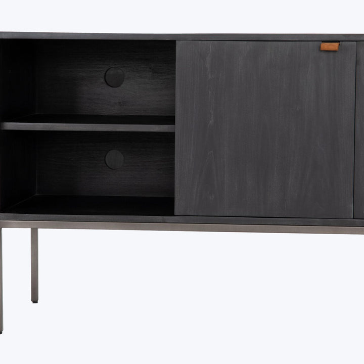 Trey Media Console Black Wash Poplar