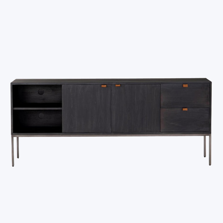 Trey Media Console Black Wash Poplar
