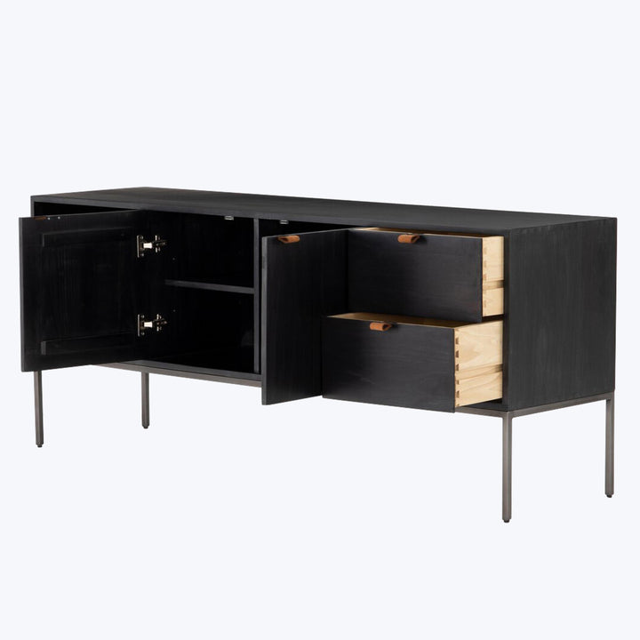Trey Media Console Black Wash Poplar